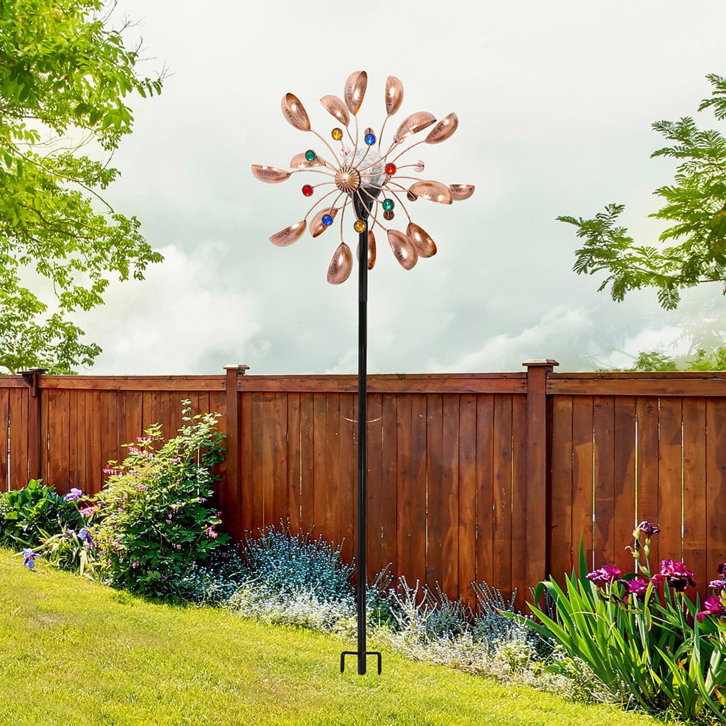 Garden Windmill Solar Light Wind Spinner - Outdoor Living