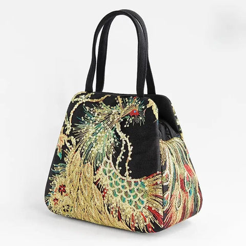 Women's Canvas Tote Bag with Sequin Embroidery Handbag