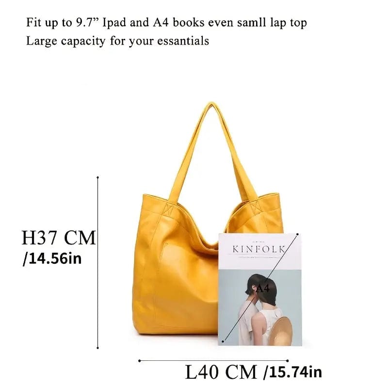 Women's Elegant Large Tote Bag with Front Pocket, Ideal for Work & School