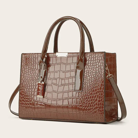 Women's Large Capacity Faux Crocodile Tote Bag: Shoulder, Handbag & Crossbody
