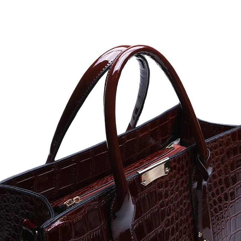 Women's Large Capacity Faux Crocodile Tote Bag: Shoulder, Handbag & Crossbody