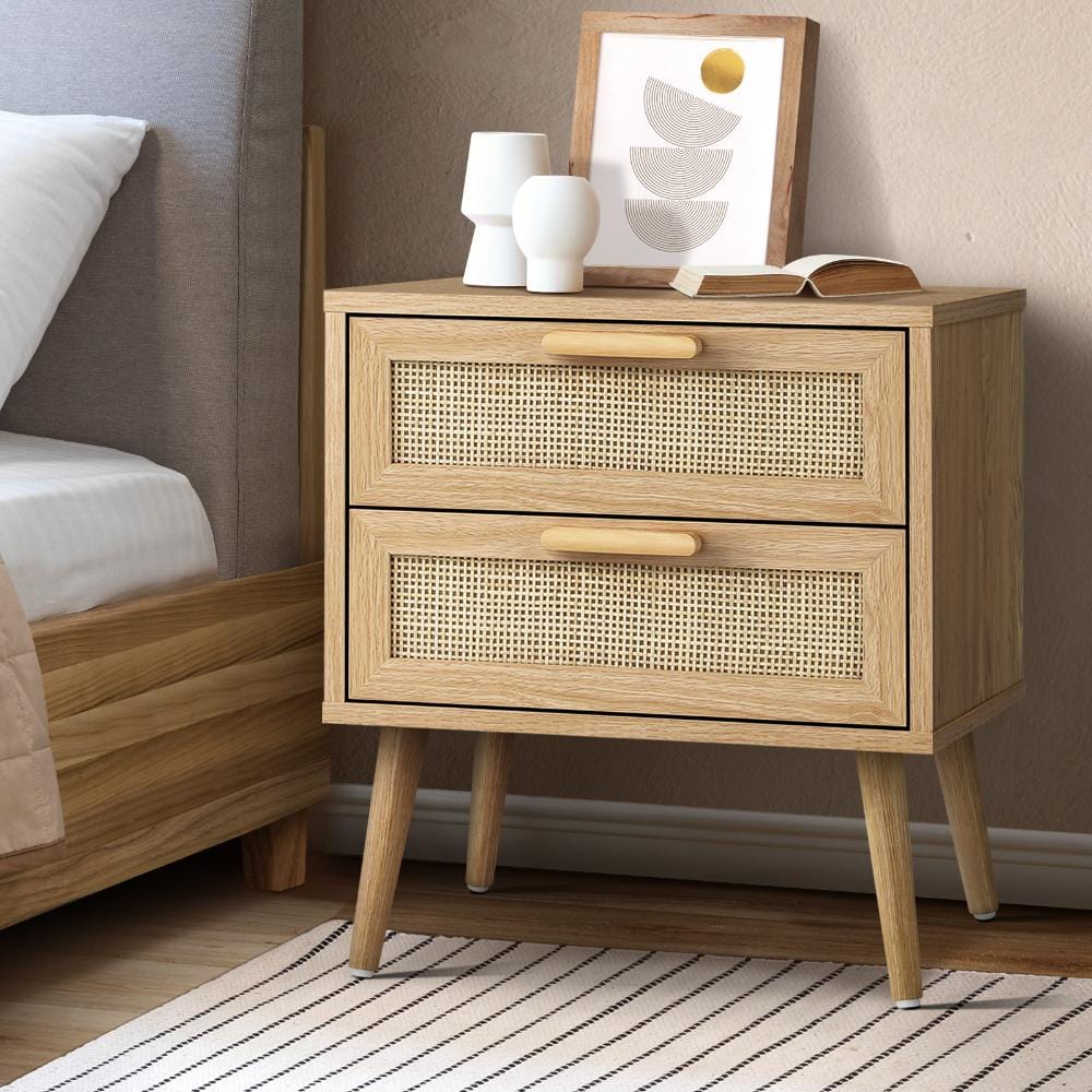 Wooden 2-Drawer Bedside Cabinet for Stylish Bedroom Storage