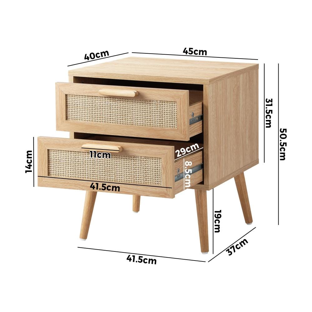 Wooden 2-Drawer Bedside Cabinet for Stylish Bedroom Storage