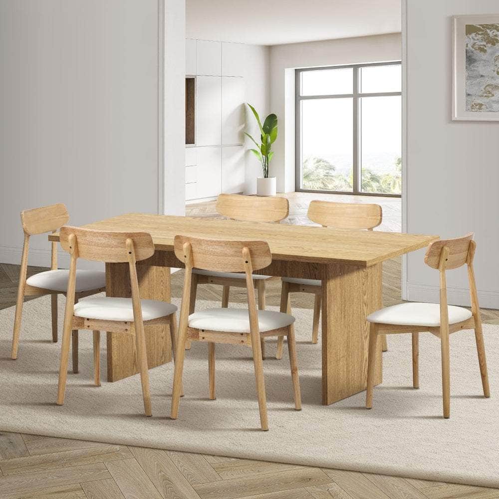 Wooden 6-Seater Dining Table and Chairs Set for Kitchen or Dining Room