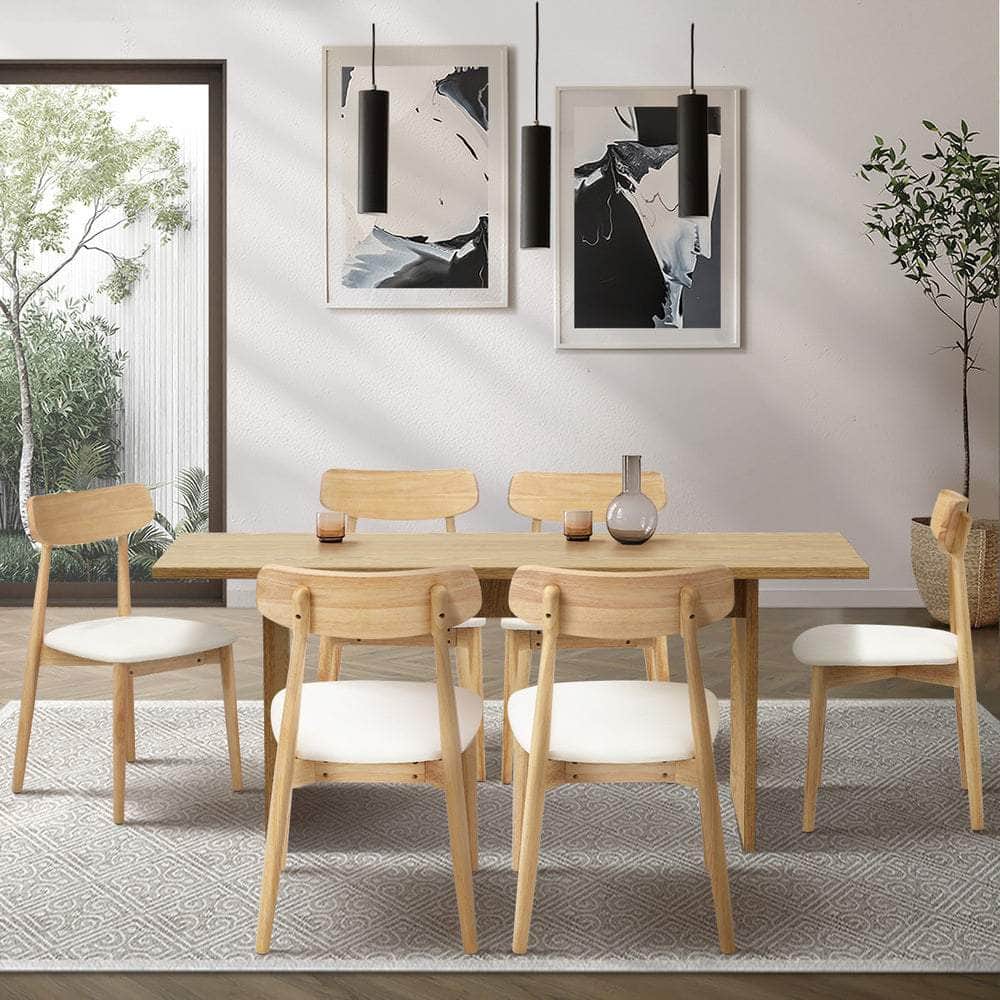 Wooden 6-Seater Dining Table and Chairs Set for Kitchen or Dining Room