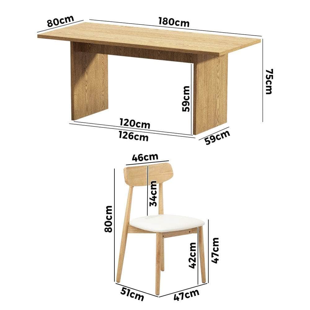 Wooden 6-Seater Dining Table and Chairs Set for Kitchen or Dining Room