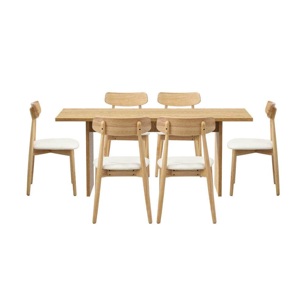 Wooden 6-Seater Dining Table and Chairs Set for Kitchen or Dining Room