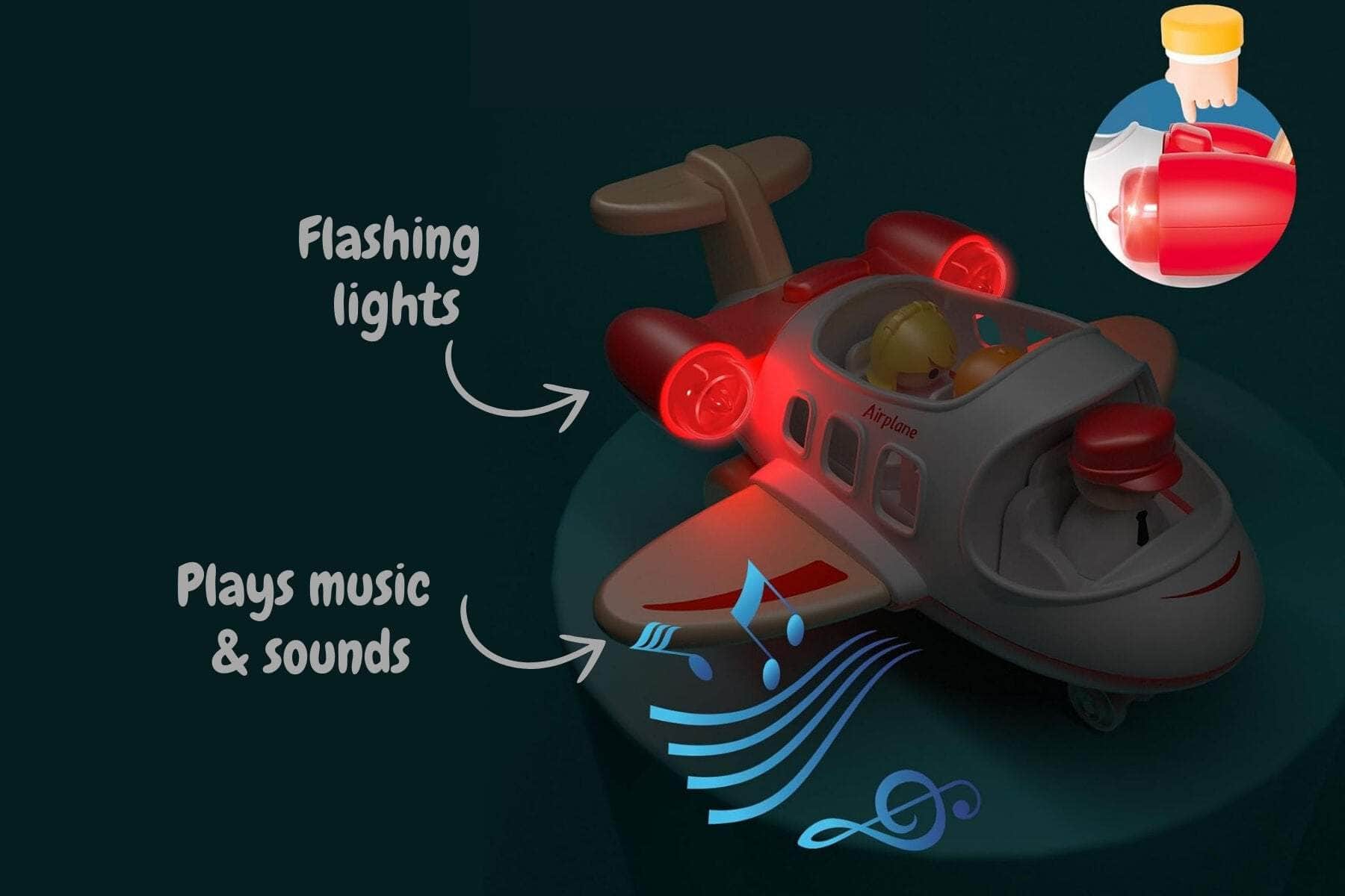 Wooden airplane with sound and light red