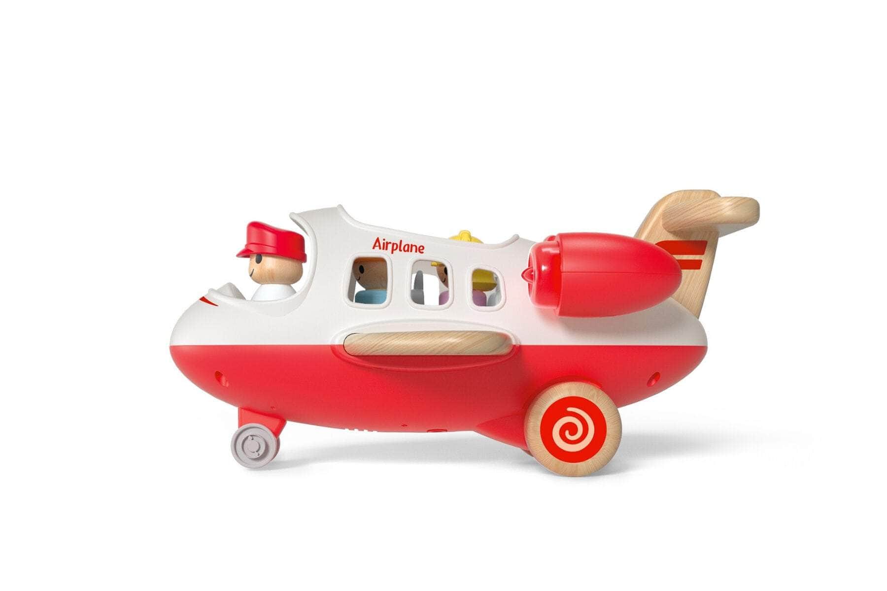 Wooden airplane with sound and light red