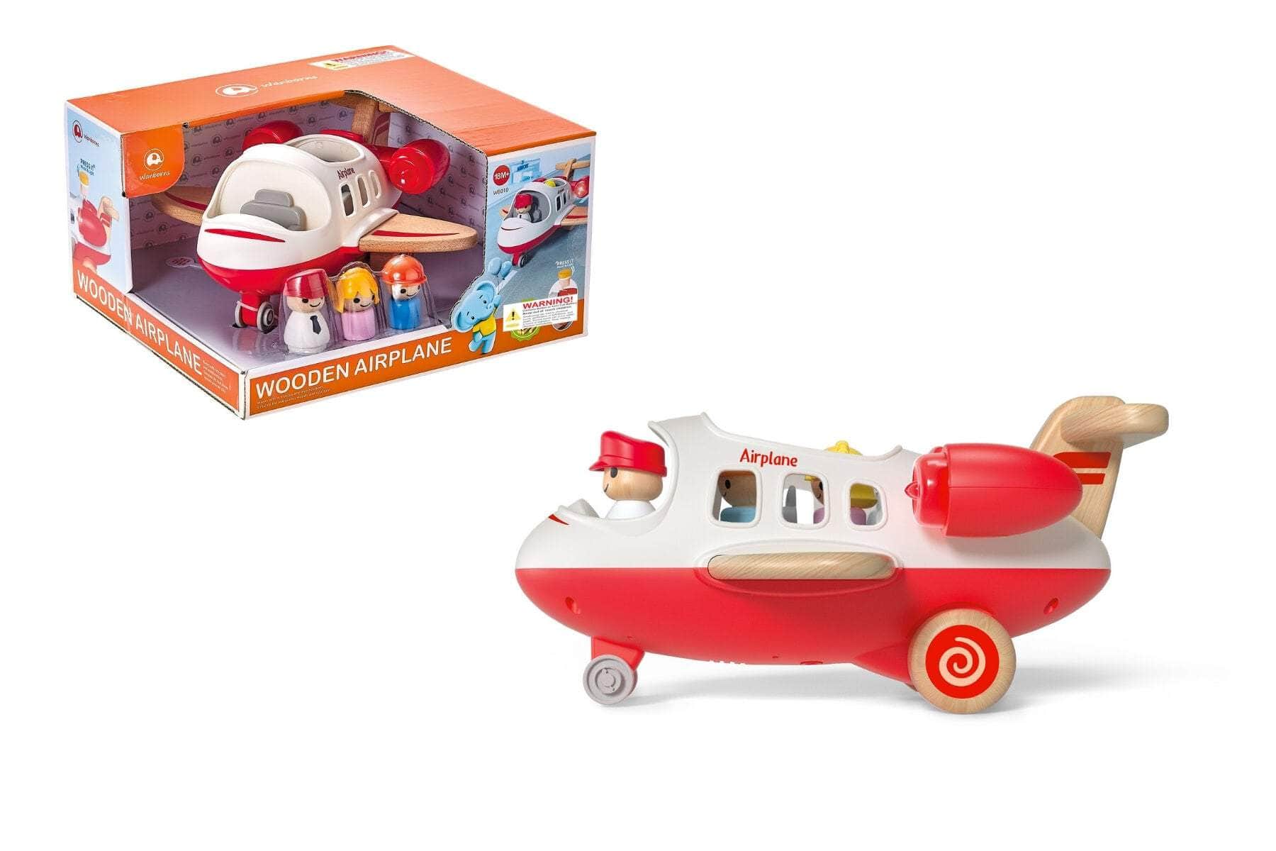 Wooden airplane with sound and light red