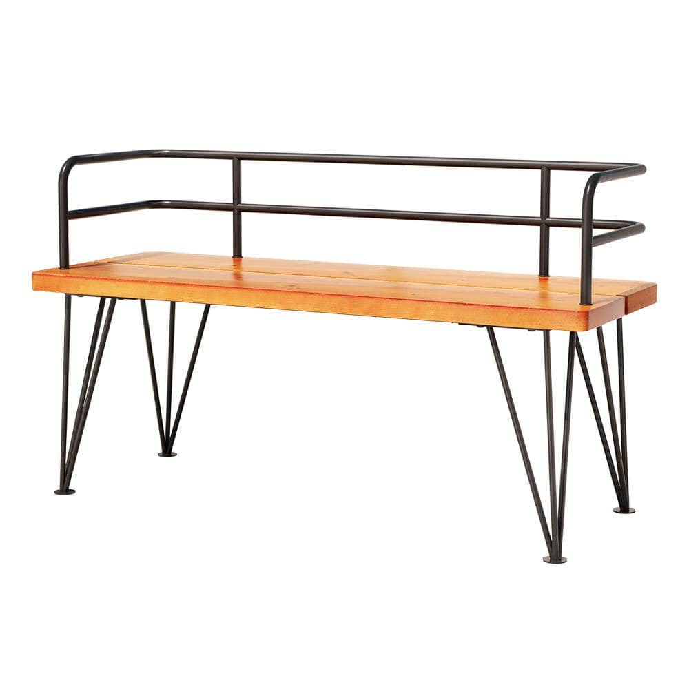 Wooden and Steel 3-Seater Patio Bench for Garden Lounging
