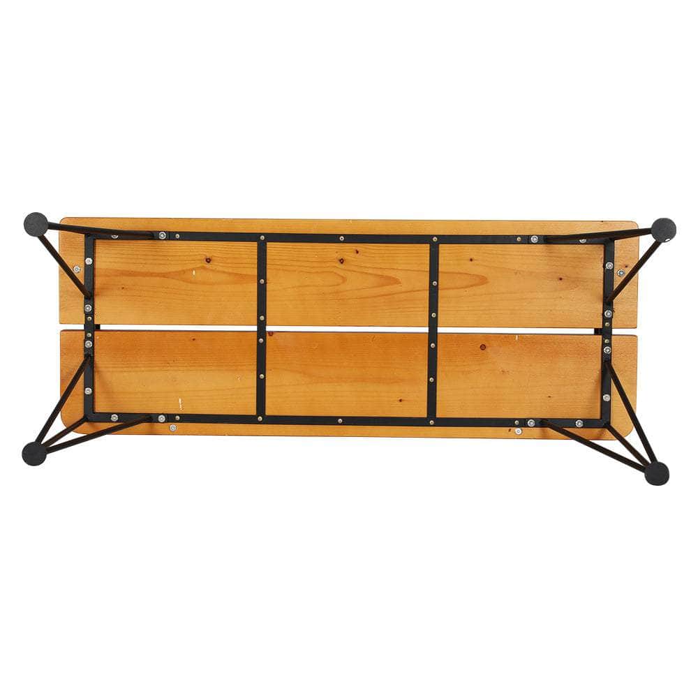 Wooden and Steel 3-Seater Patio Bench for Garden Lounging