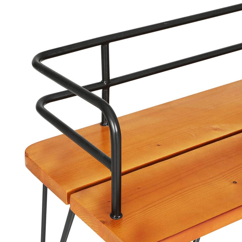 Wooden and Steel 3-Seater Patio Bench for Garden Lounging