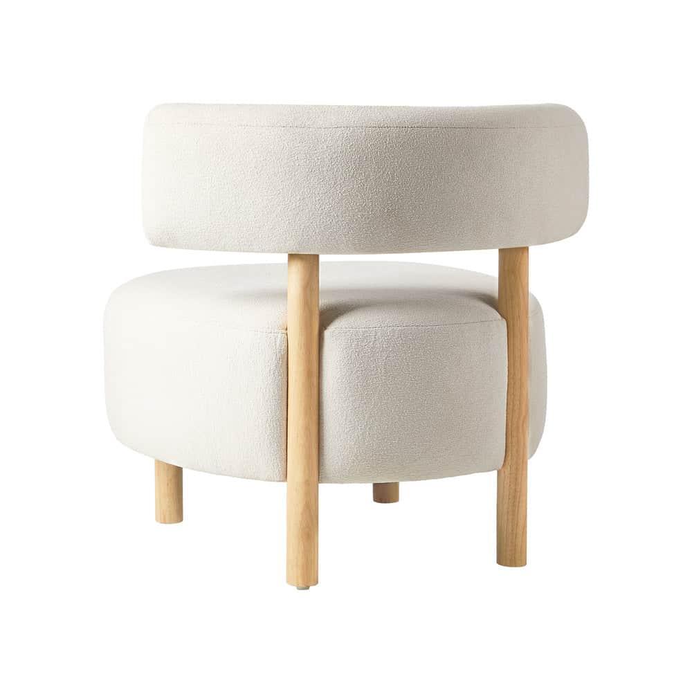 Wooden Armchair Lounge Chair Linen Fabric Accent Living Room Seat Beige /Orange/Green