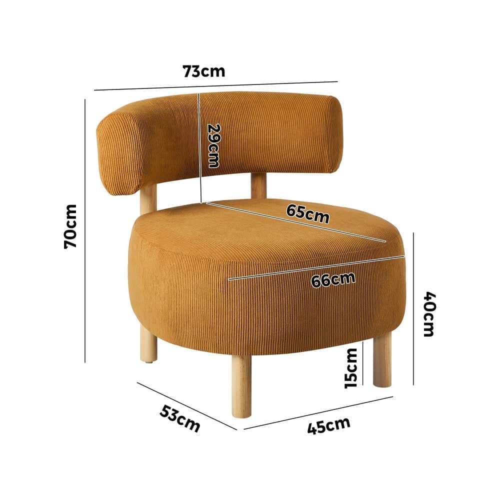 Wooden Armchair Lounge Chair Linen Fabric Accent Living Room Seat Beige /Orange/Green