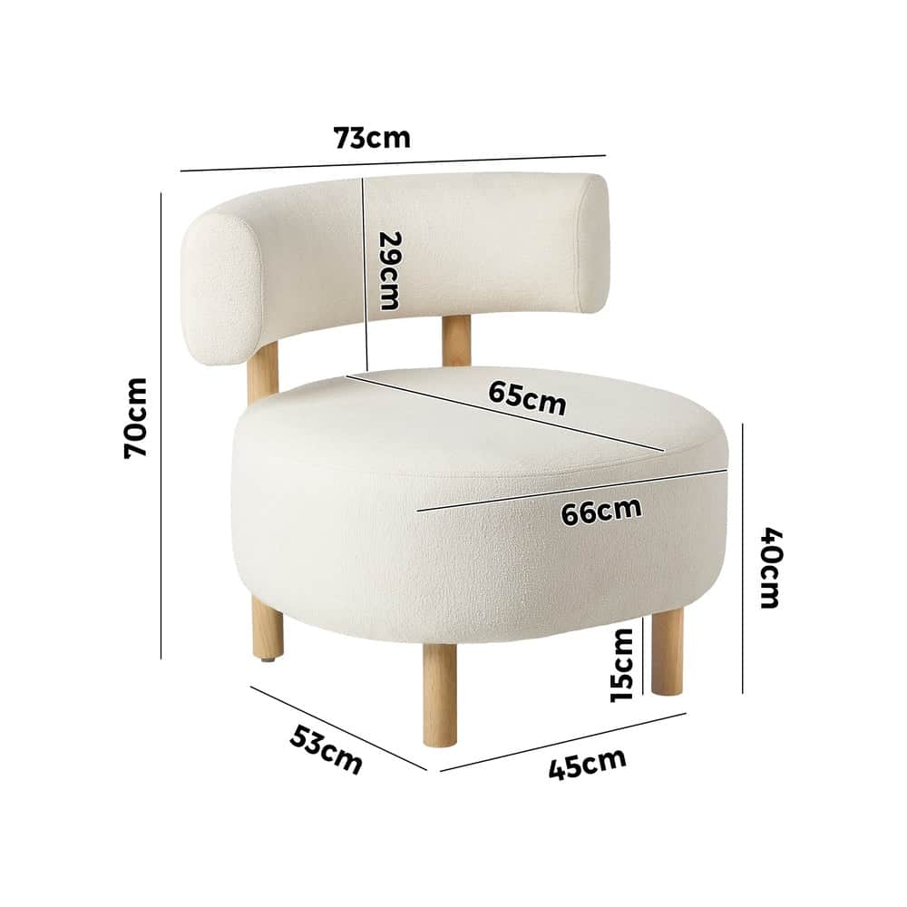 Wooden Armchair Lounge Chair Linen Fabric Accent Living Room Seat Beige /Orange/Green