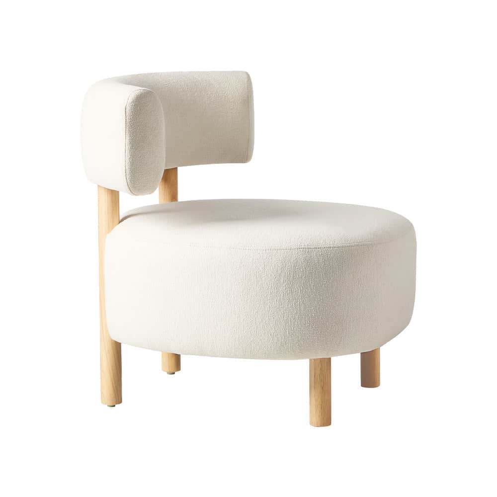 Wooden Armchair Lounge Chair Linen Fabric Accent Living Room Seat Beige /Orange/Green