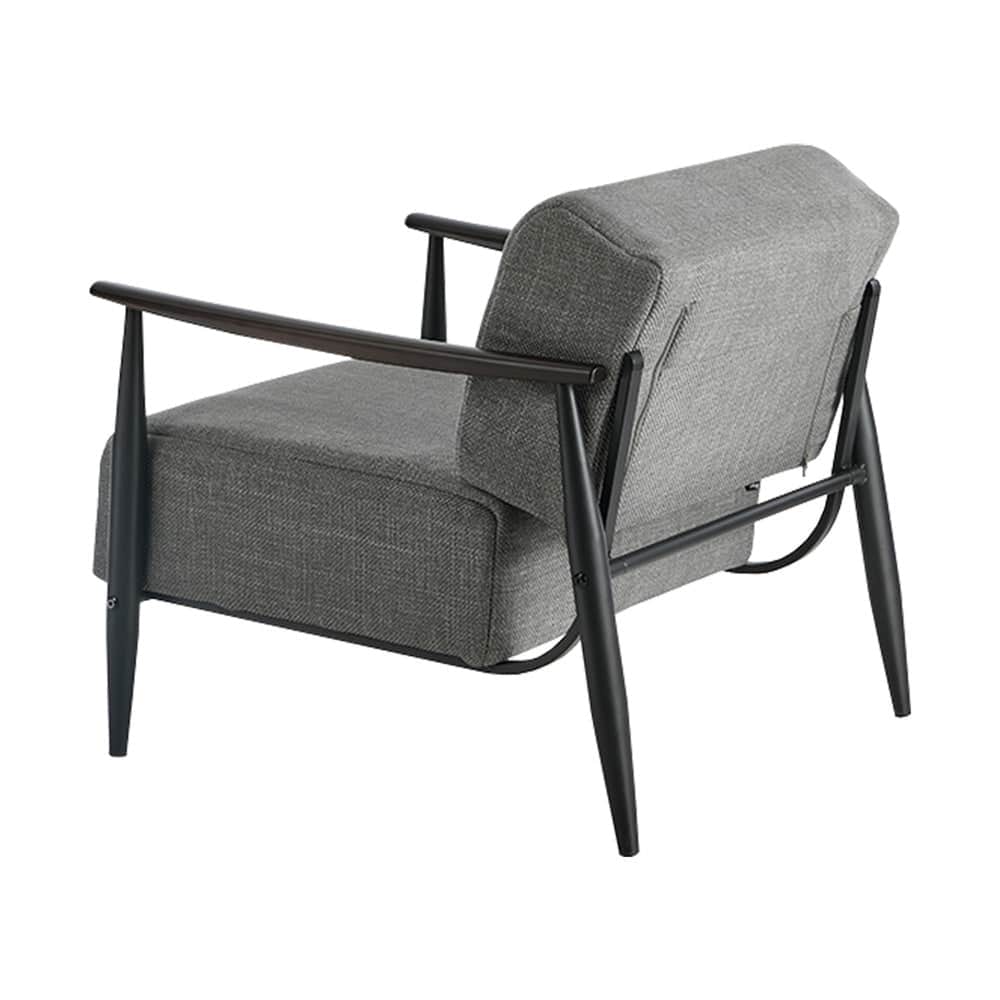 Wooden Armchair Lounge Sofa Fabric Accent Chair Beige/Grey Living Room Seat