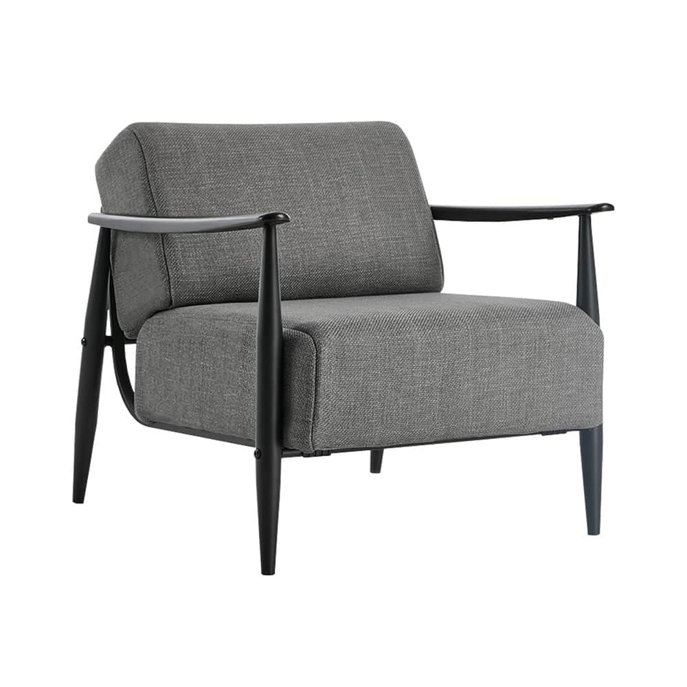 Wooden Armchair Lounge Sofa Fabric Accent Chair Beige/Grey Living Room Seat