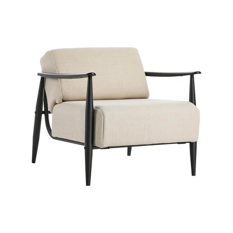 Wooden Armchair Lounge Sofa Fabric Accent Chair Beige/Grey Living Room Seat