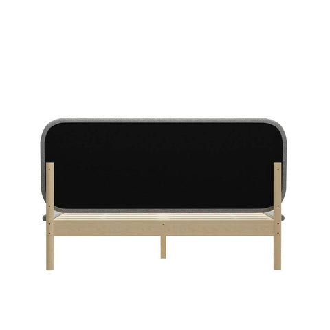 Wooden Bed Frame with Padded Fabric Edges Headboard Queen Size