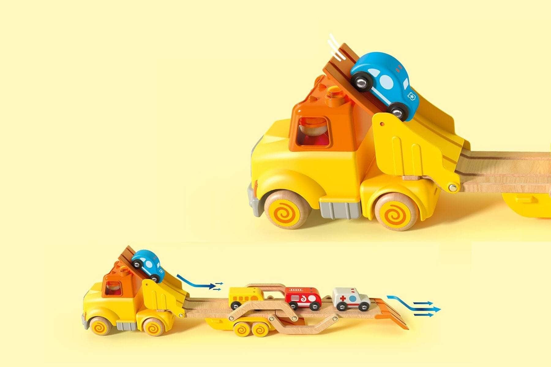 Wooden car carrier with sound and light