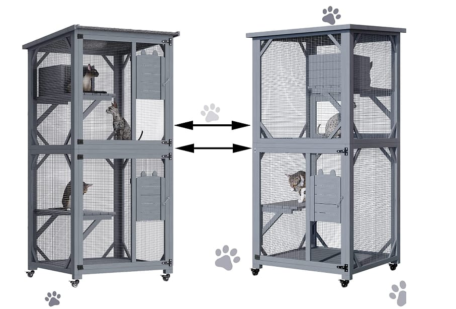 Pet Cat Shelter Condo With Escape Door Wooden Kitten Cage House | Safety
