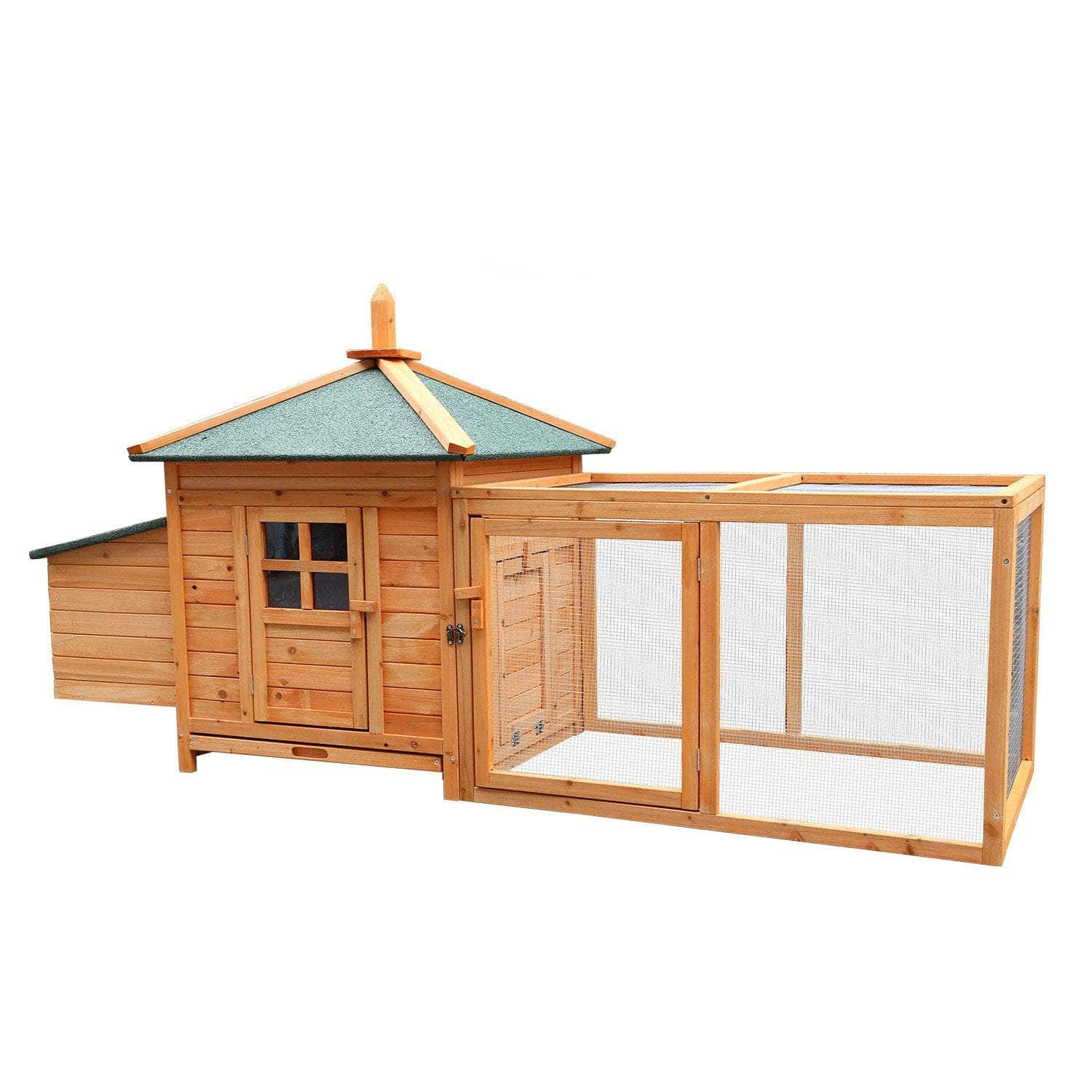 Wooden Chicken Coop Rabbit Hutch with Nesting Box - Fir Wood