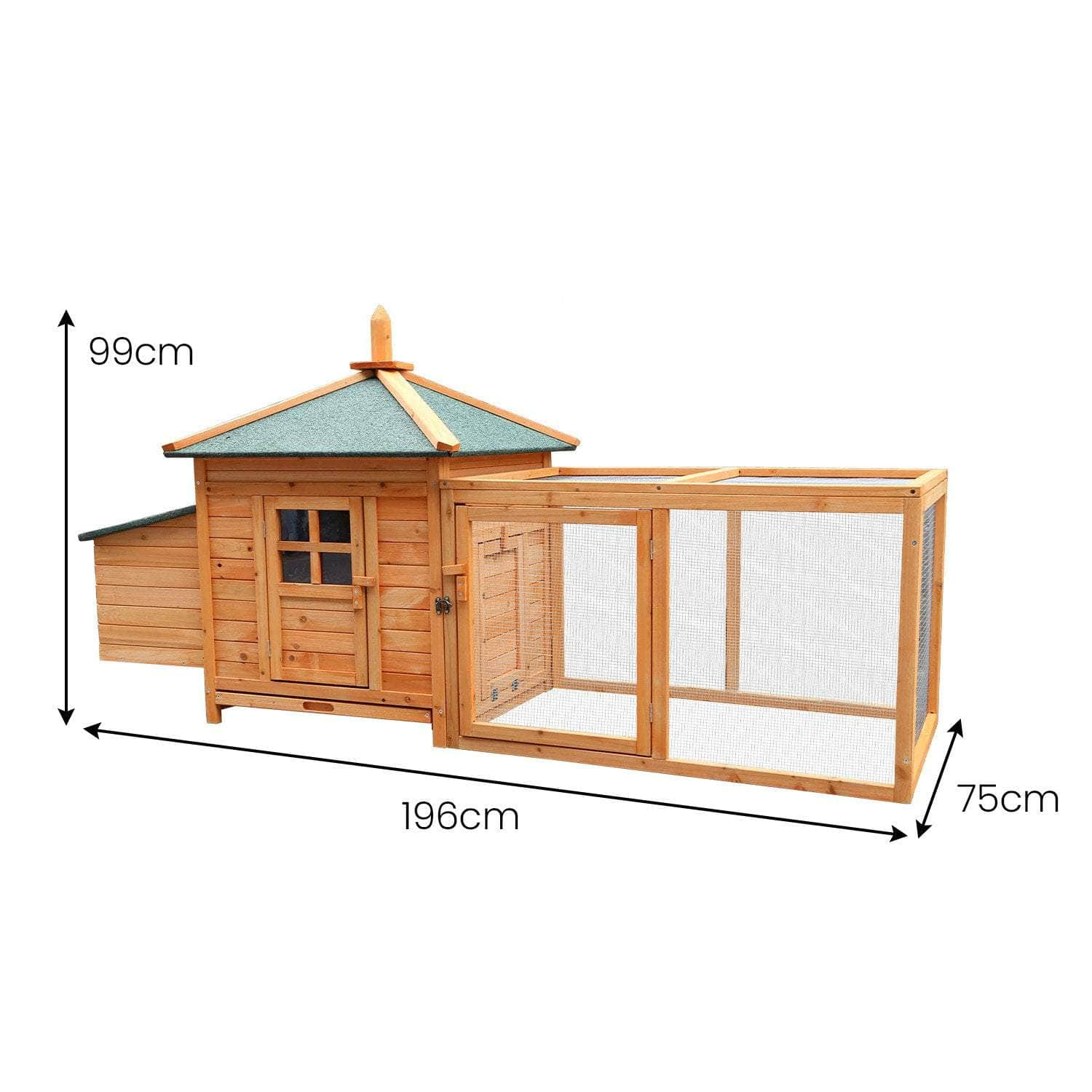 Wooden Chicken Coop Rabbit Hutch with Nesting Box - Fir Wood