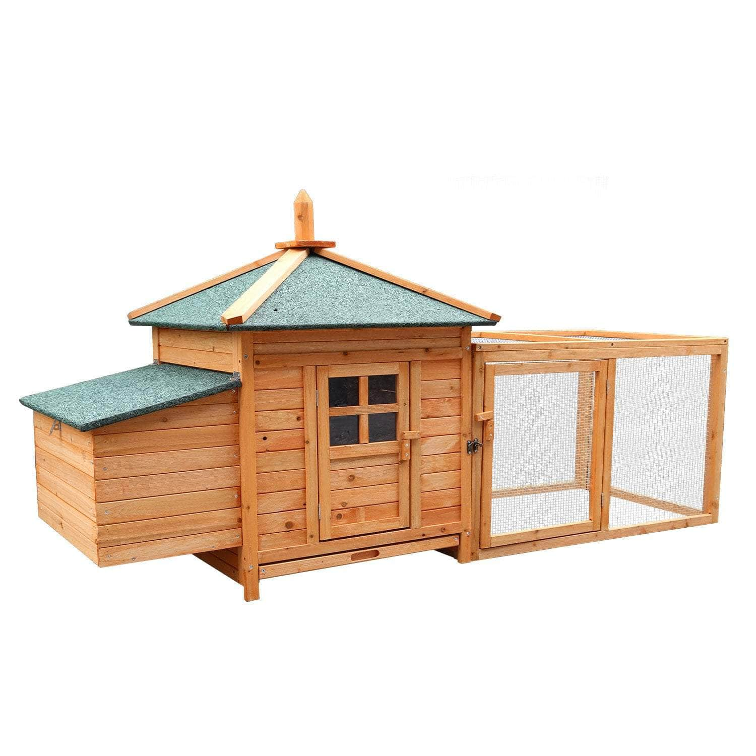 Wooden Chicken Coop Rabbit Hutch with Nesting Box - Fir Wood