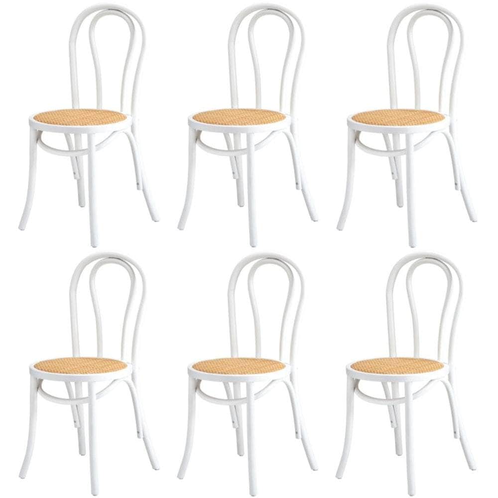 Wooden Dining Chair Ratan Seat Black/Natural/White