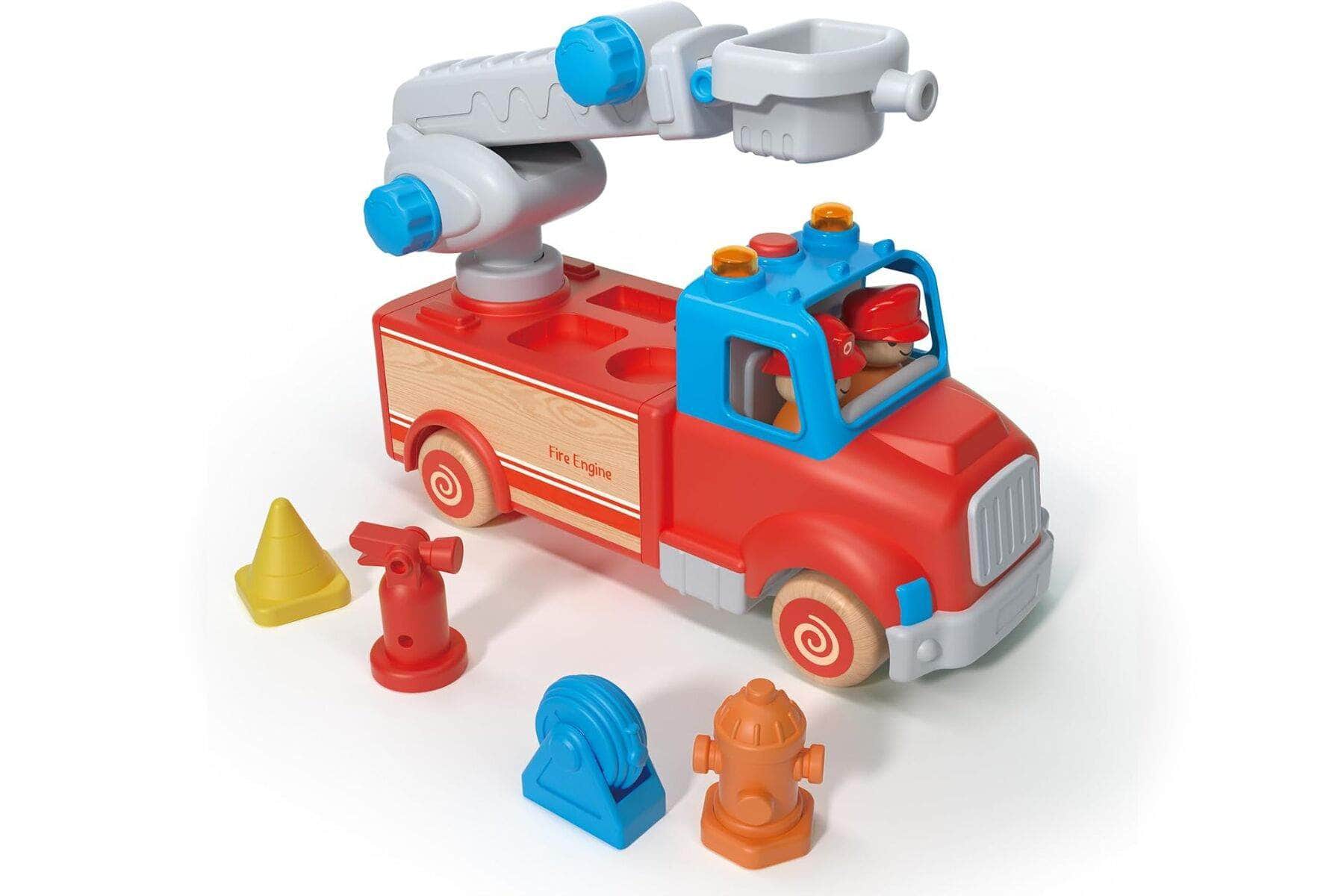Wooden fire engine with sound and light