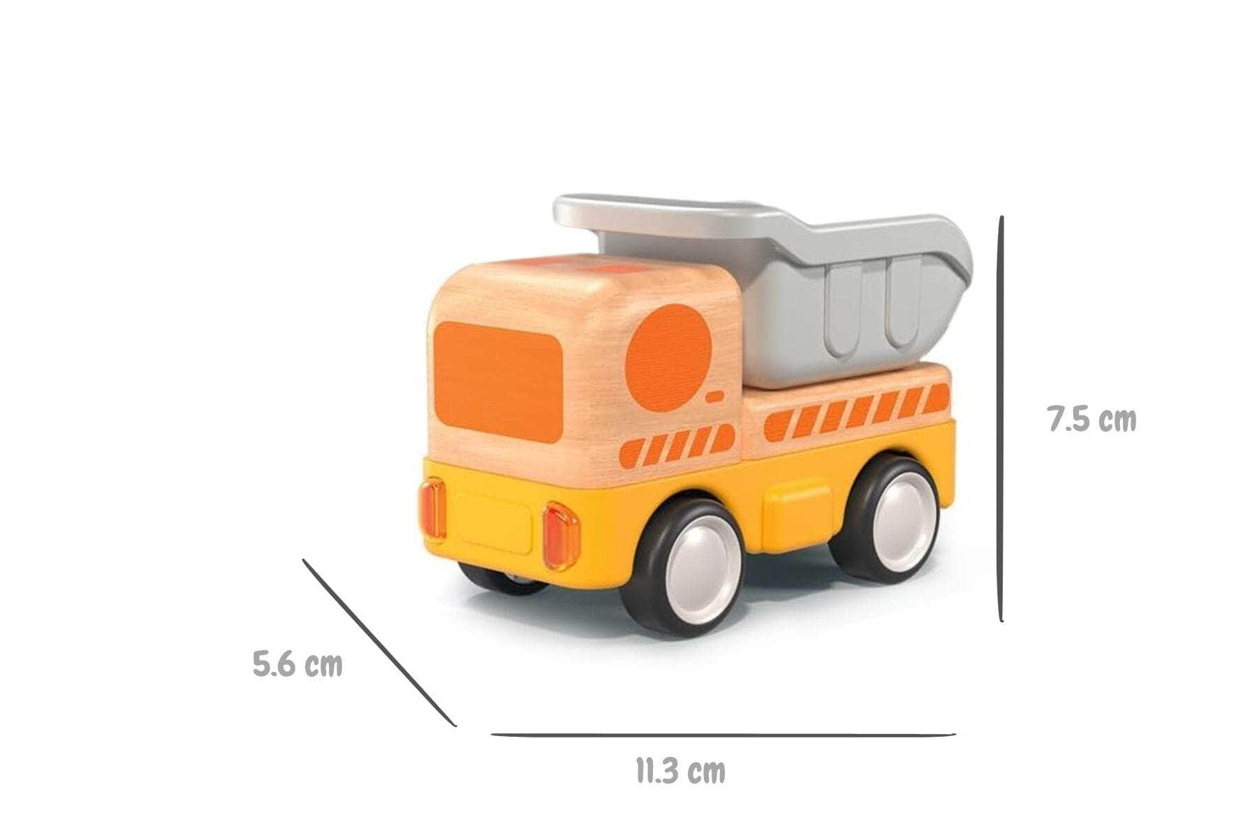 Wooden friction dump truck with sound and light