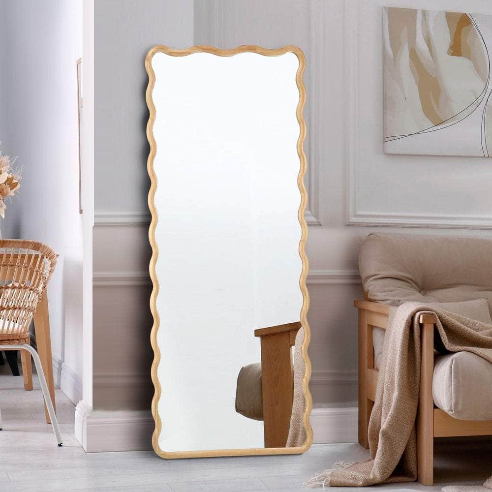 Wooden Full Length Mirror 165x60cm Wavy Floor Mirrors