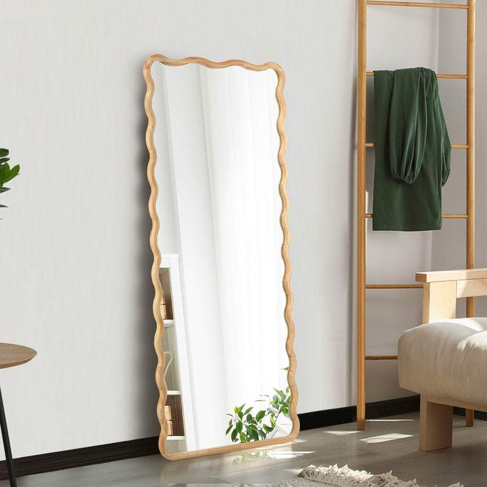 Wooden Full Length Mirror 165x60cm Wavy Floor Mirrors