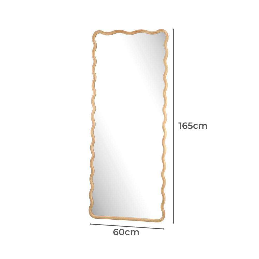 Wooden Full Length Mirror 165x60cm Wavy Floor Mirrors
