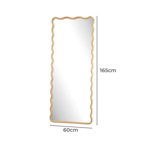 Wooden Full Length Mirror 165x60cm Wavy Floor Mirrors