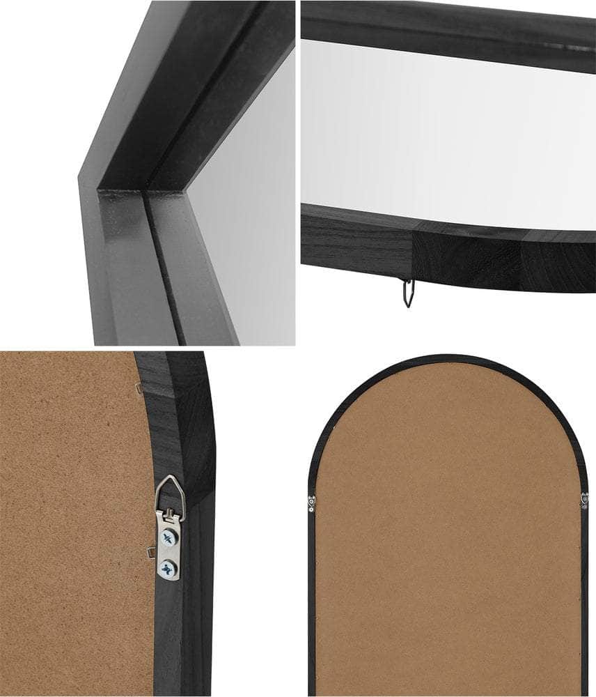 Wooden Full Length Mirror 166x60cm Arched Black/Brown | Wooden finish