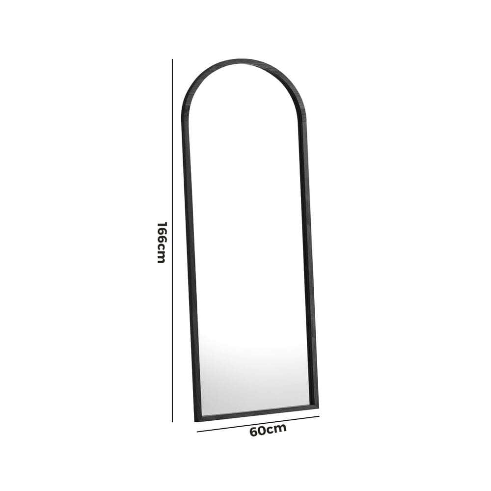 Full Length Mirror - Wooden Full Length Mirror 166x60cm Arched Black/Brown