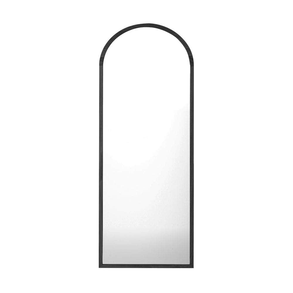 Wooden Full Length Mirror 166x60cm Arched Black/Brown | Black colour