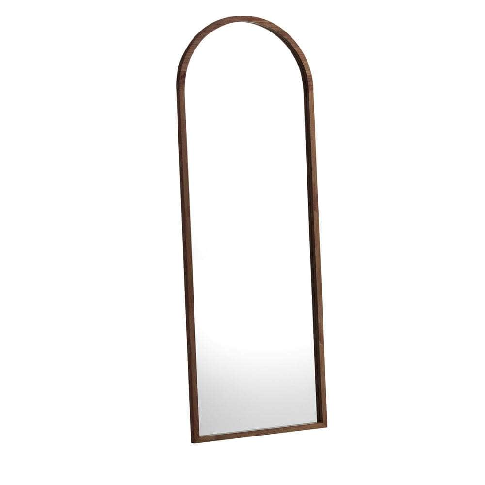 Wooden Full Length Mirror 166x60cm Arched Brown