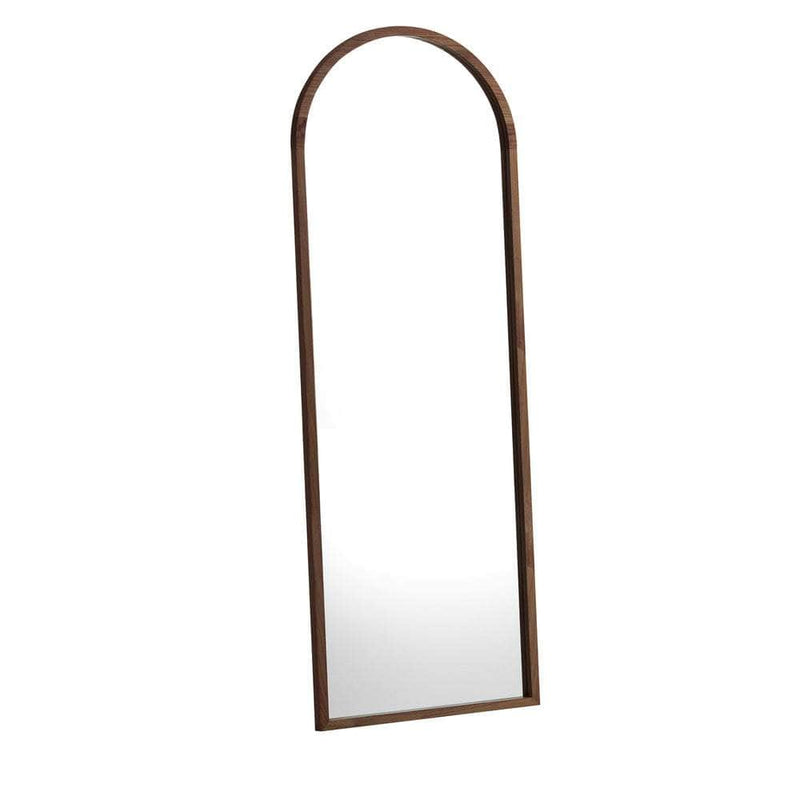 Wooden Full Length Mirror 166x60cm Arched Brown