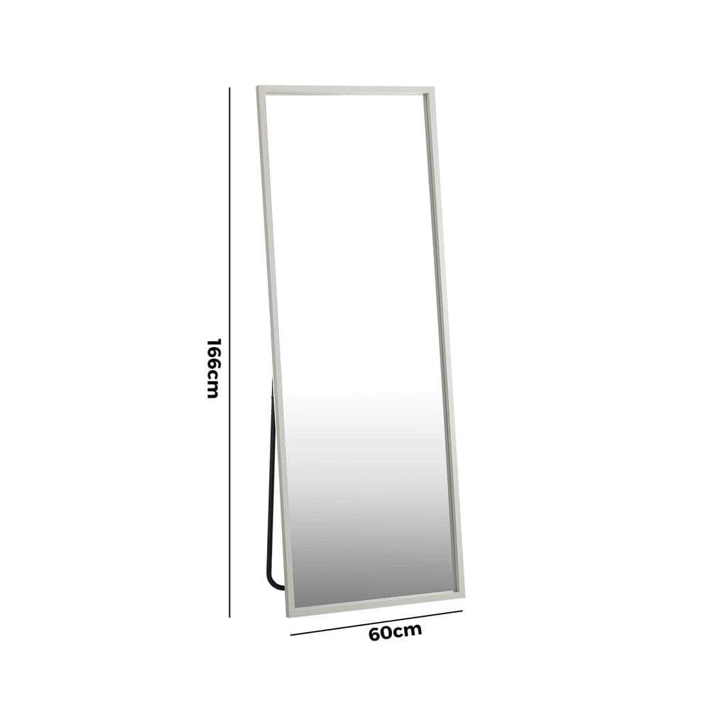 Wooden Full Length Mirror 166x60cm Rectangle White