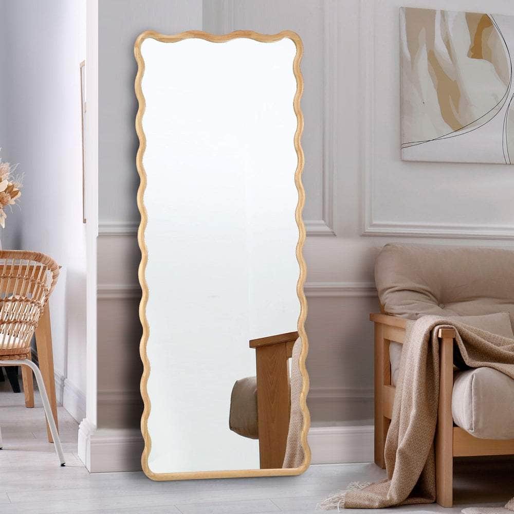 Wooden Full Length Mirror 180x70cm Wavy Floor Mirrors