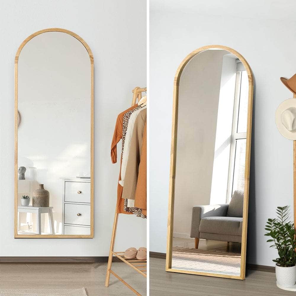 Wooden Full Length Mirror Arched Floor Mirror