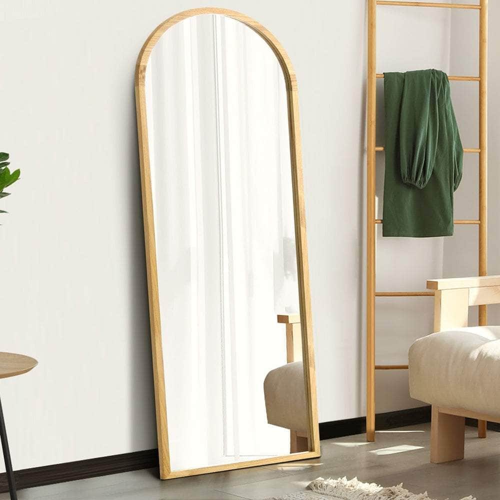 Wooden Full Length Mirror Arched Floor Mirror