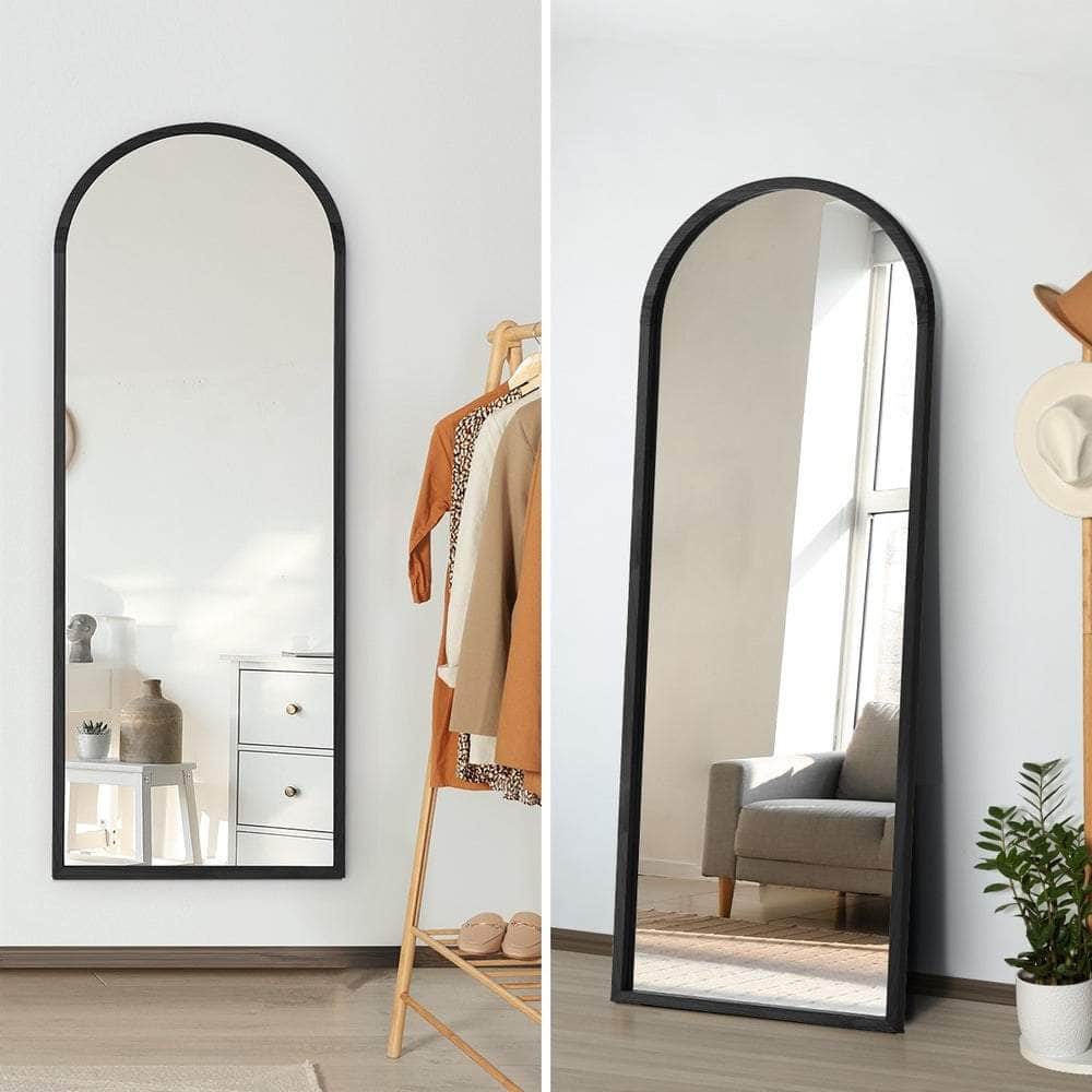 Wooden Full Length Mirror Arched Floor Mirror