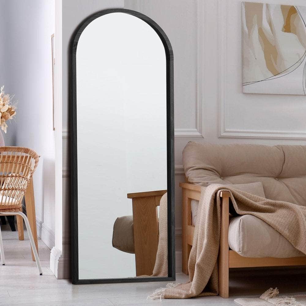 Wooden Full Length Mirror Arched Floor Mirror