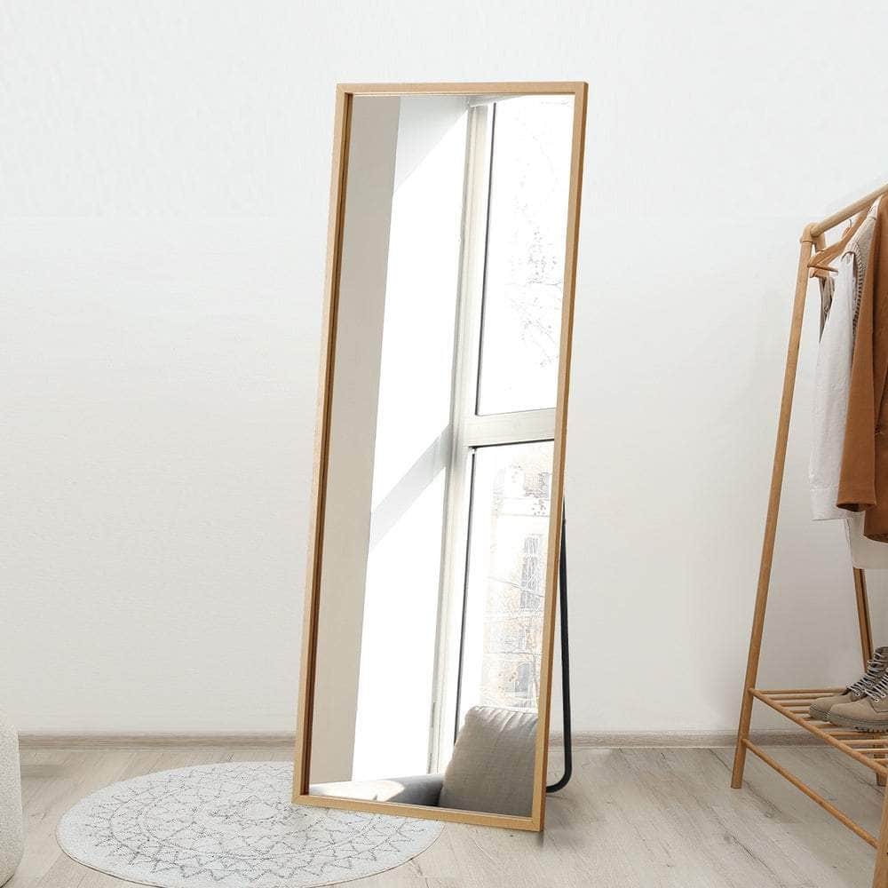 Full Length Mirror - Wooden Full Length Mirror Rectangle Free Standing Black/White/Brown
