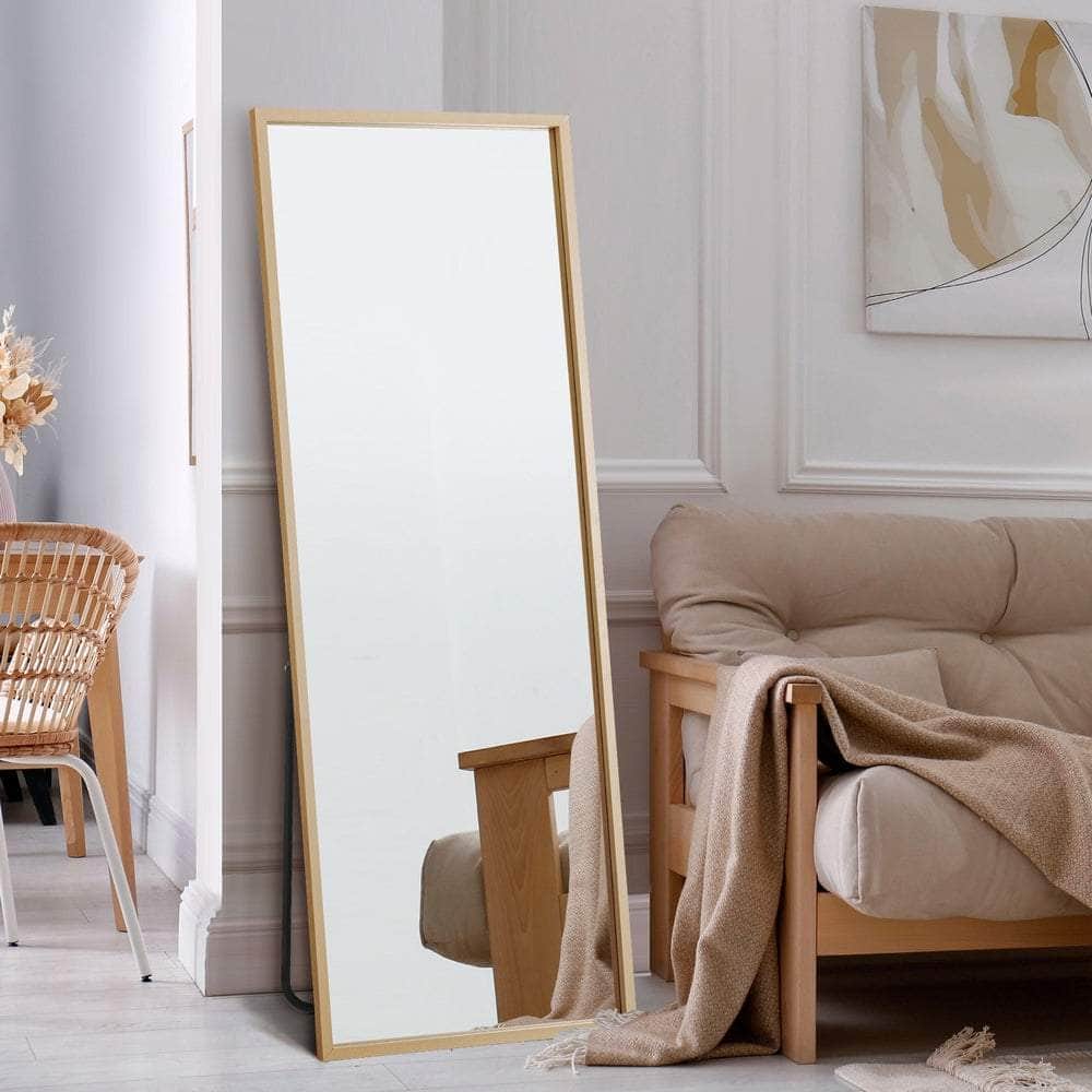 Wooden Full Length Mirror Rectangle Free Standing Black/White/Brown | Black colour